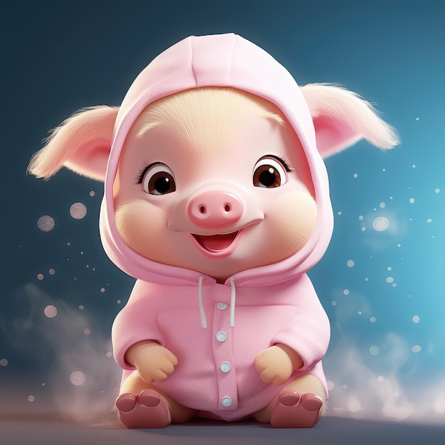 Adorable Little Piggy Character Cute Pink Pig Boy Baby Pig Theme Perfect for Childrens Illustrat