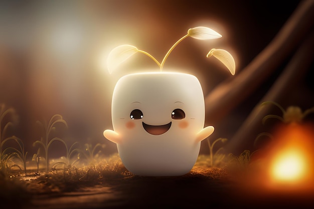 Adorable and lovable character 3d cute, 3d cartoon character bean white