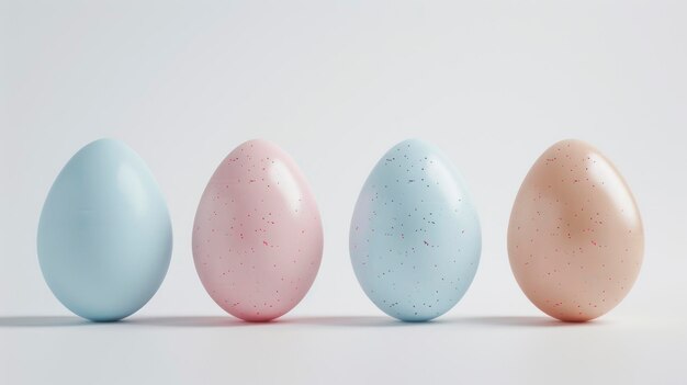 Photo adorable minimalistic easter eggs four in total isolated on a pristine white background