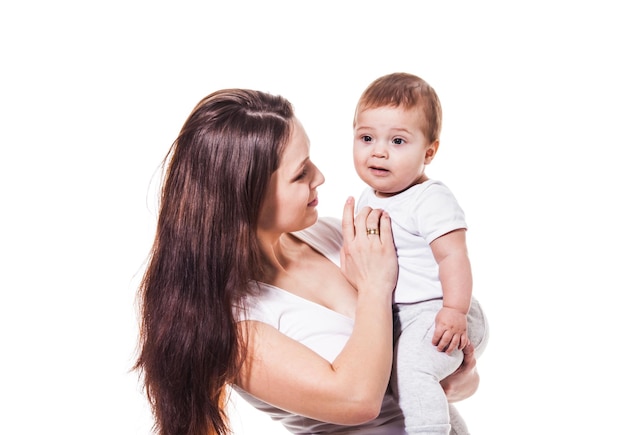 Adorable mother and baby