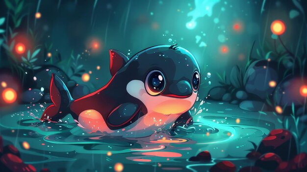 Adorable Orca in a Magical Forest