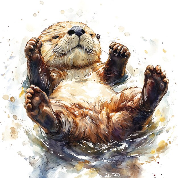 Photo adorable otter watercolor painting