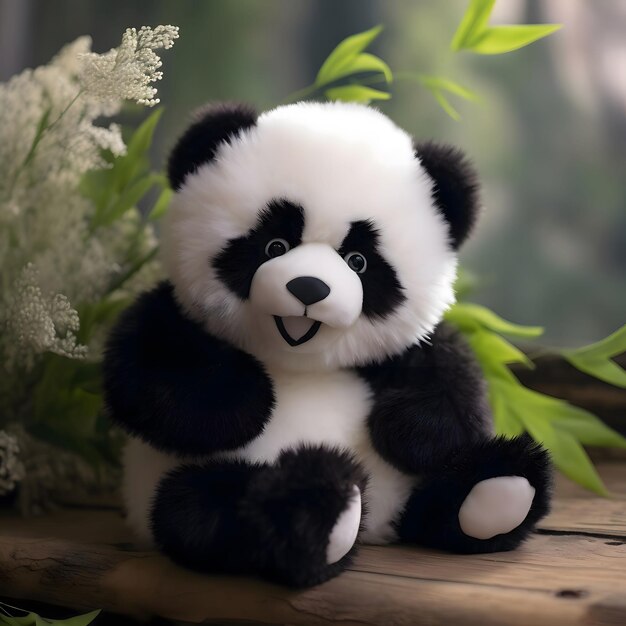 Photo adorable panda plush toy