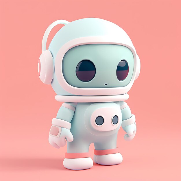 Photo adorable pastel robot toy with a space helmet and headphones