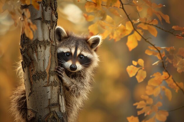 An adorable photograph of a young raccoon cautious generative ai