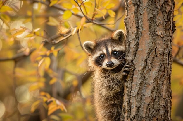 An adorable photograph of a young raccoon cautious generative ai