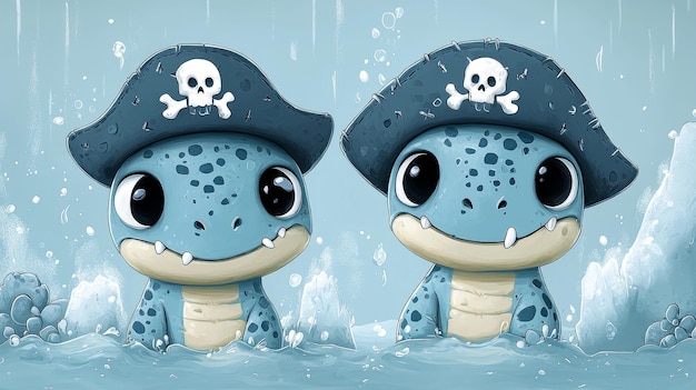 Adorable Pirate Lizard Duo