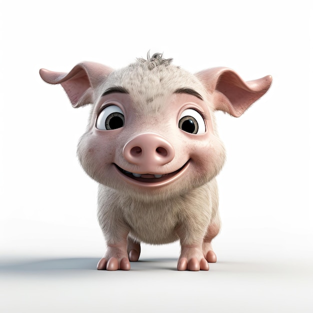 Adorable PixarStyle Baby Pig with Big Happy Eyes