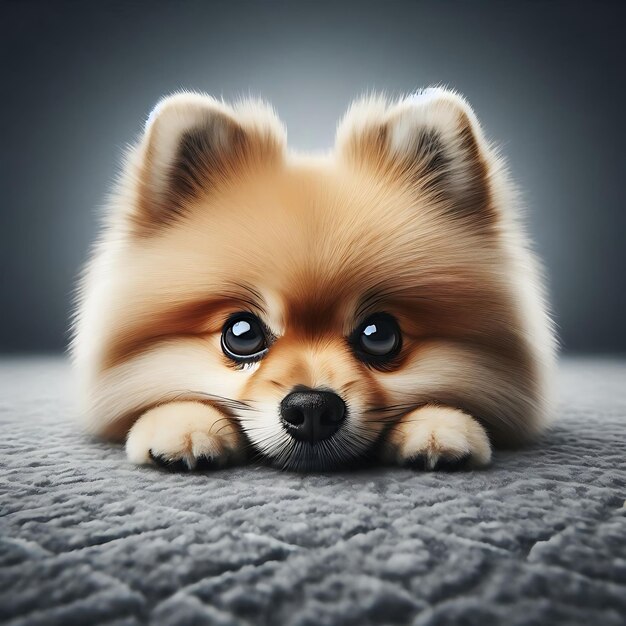 Photo adorable pomeranian dog in studio