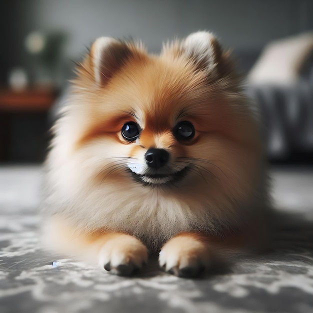 Photo adorable pomeranian dog in studio