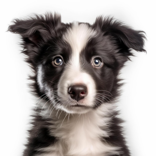 Adorable Portrait of Baby Border Collie Dog Puppy AI Generated