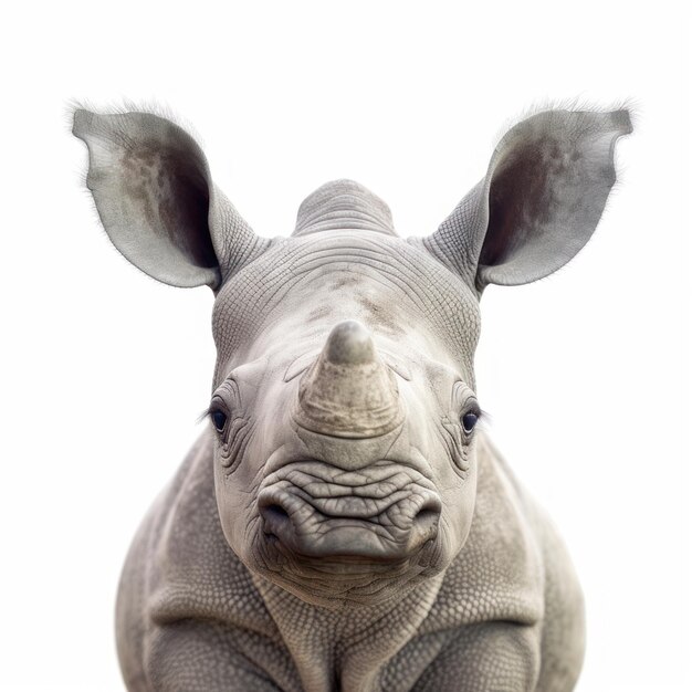 Photo adorable portrait of baby rhino rhinoceros ai generated