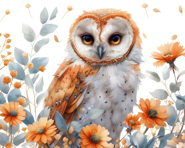 Adorable Realistic Owl Illustration Generative AI