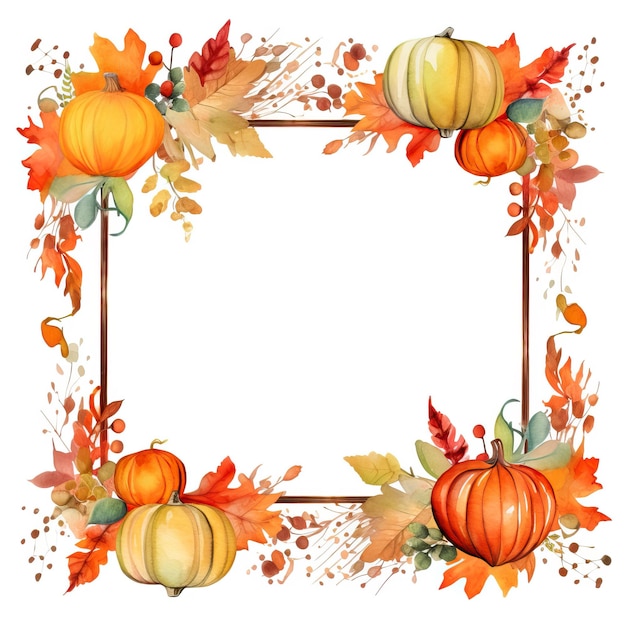 Adorable retro Autumn Frame with space for writing high quality ai generated image