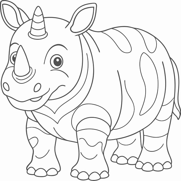 Adorable Rhinoceros Coloring Page for Kids and Adults to Enjoy