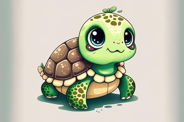 Adorable small turtle in cartoon form