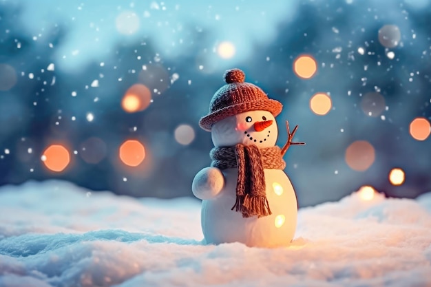 Adorable Snowman Bringing Christmas Happiness Generative AI