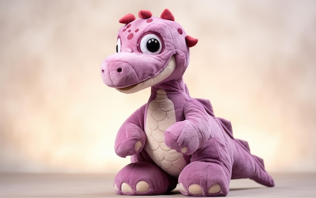 Adorable Stuffed Dinosaur on White Background