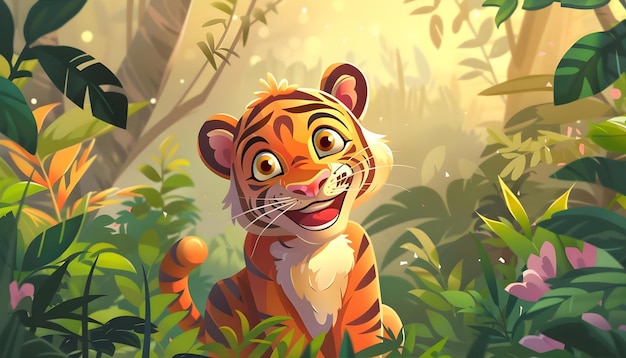 Adorable Tiger Cartoon Vibrant Hd 4K Vector Illustration