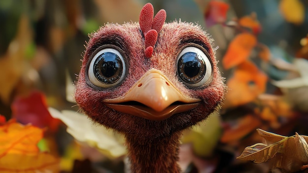 Adorable Turkey Character with Big Expressive Eyes and Joyful Smile Perfect for Adding Happiness to Any Space