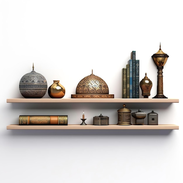 Adorable and Unique Islamic Themed Wall Shelf isolated on White background