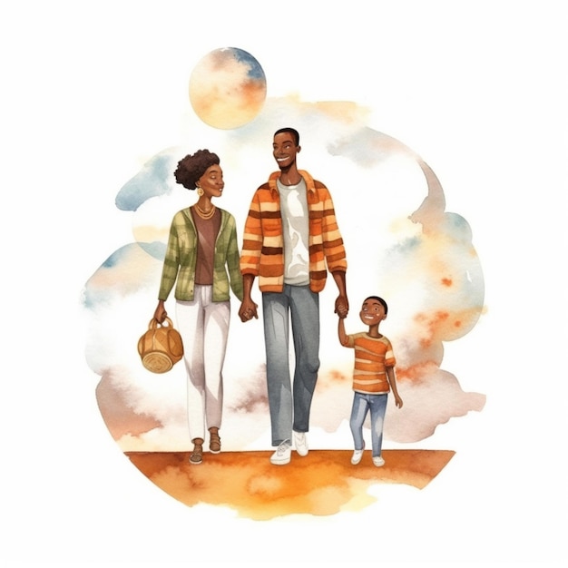 Photo an adorable vector artwork of a black family symbolizing unity and connection