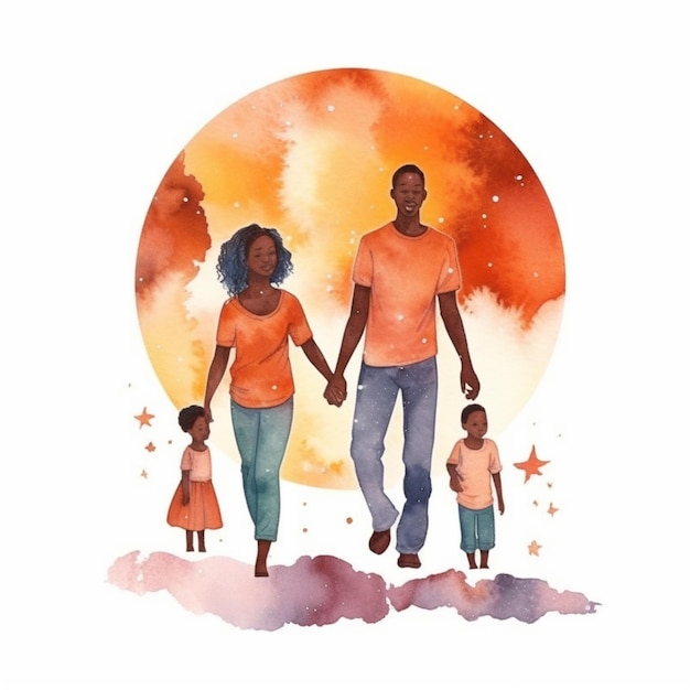 Photo an adorable vector depiction of a black family smiling and radiating happiness