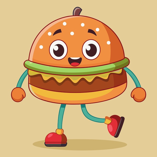 Photo adorable walking cartoon burger illustration