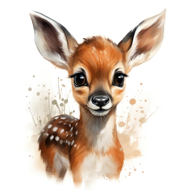 Adorable Watercolor Baby Gazelle Clipart on White Background AI Generated