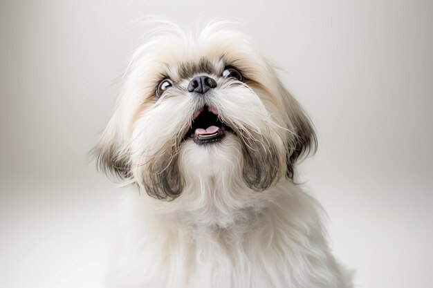 Adorable WhiteCoated Shih Tzu Dog generative AI