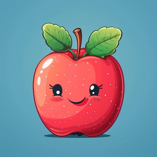 Photo adorable winking cartoon apple icon