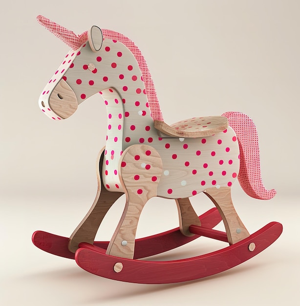 Adorable Wooden Rocking Horse Unicorn Whimsical Fantasy Decor for Kids Room