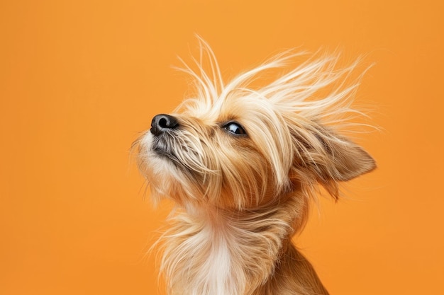 Adorable yorkshire terrier in windy pose