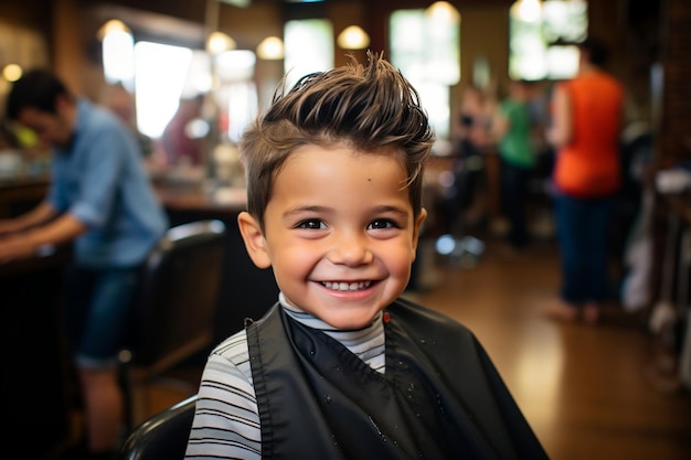 Adorable Young Boy Getting a Haircut AI