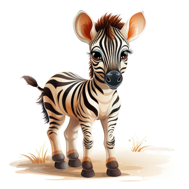 Adorable Zebra Nursery Wall Art Clipart on White Background AI Generated