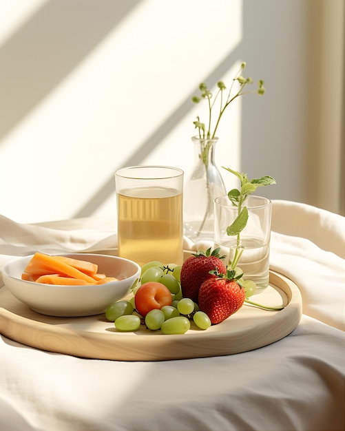 Adorned Breakfast Tray with Fruits