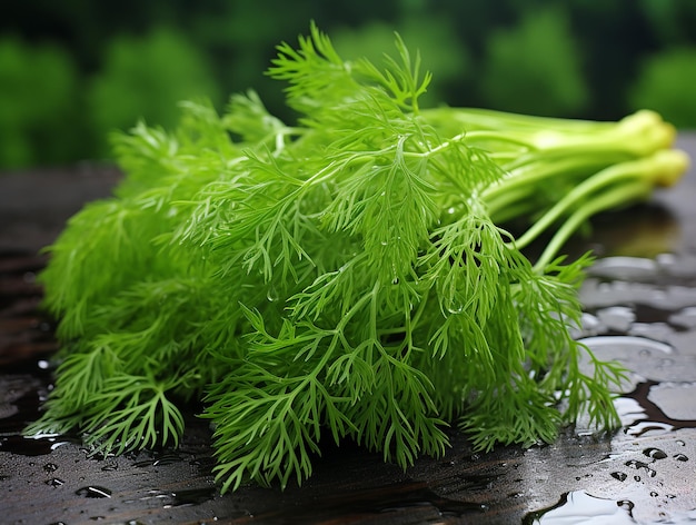 Adorned Fresh Dill Leaves on White Background