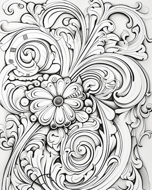 Adult Coloring Pages with Flower and Vines