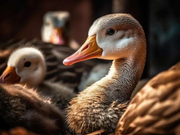 Adult Goose with babies generative AI