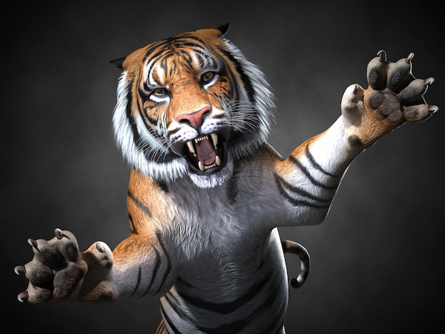 Adult tiger close-up. 3d illustration