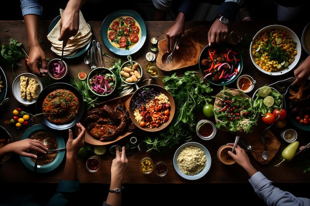 Adults enjoying mexican food