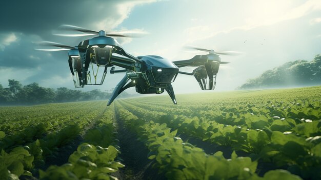 Photo advanced agriculture drone featuring stateoftheart technology for precision farming and improved crop yields