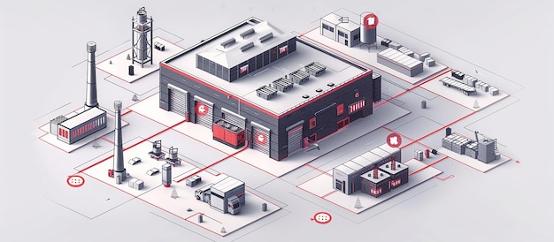 Advanced AI in 3D Manufacturing Futuristic Isometric Warehouse