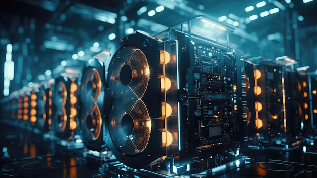 Advanced digital currency mining farm radiating the spirit of innovation