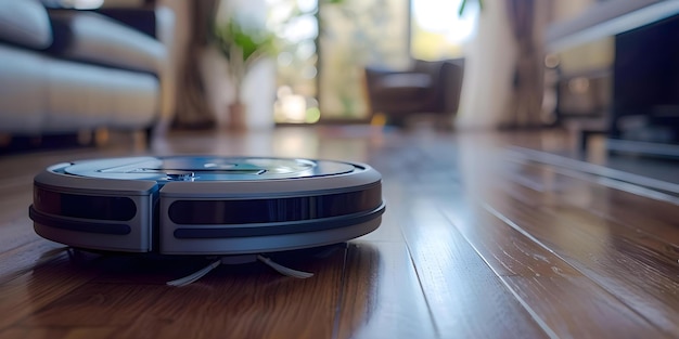 Advanced home cleaning robot using cuttingedge technology for efficient cleaning Concept Robotics Home Cleaning Advanced Technology Efficiency Innovation