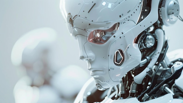 Advanced humanoid robot head closeup