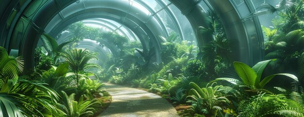 Advanced Life Support Ecosystem Cybernetic Garden with OxygenProducing Plants in Space Habitat