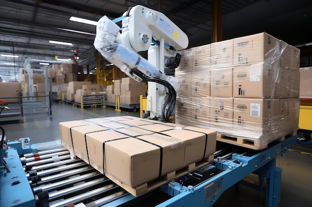 Advanced Palletizing Robot Securing Cargo AI