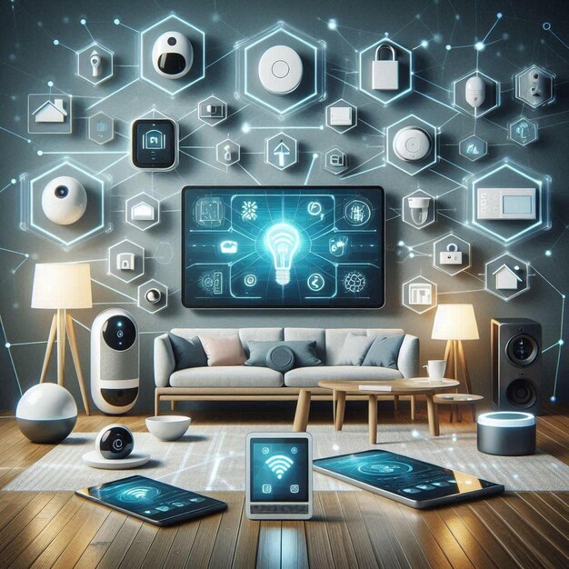 Photo an advanced smart home system controlled through internet of things technology smart