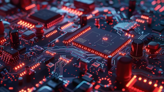 Advanced Technology and Circuitry Electronic Circuit Board CloseUp This image showcases the intricat